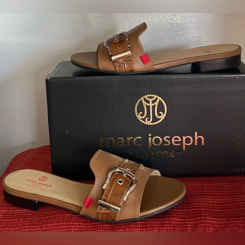 NWT..WOMENS MARC JOSEPH LEATHER SLIDE SANDALS - Picture 4 of 13